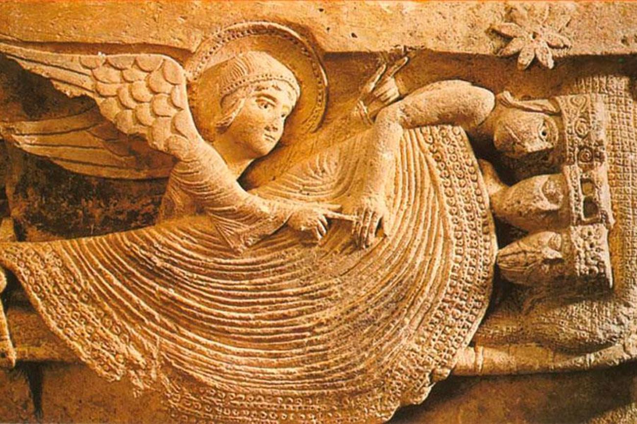 Traum der Magier, Steinrelief in der Kathedrale St. Lazare in Autun/Burgund, 12. Jh.